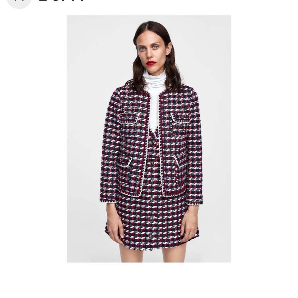 Zara Tweed Textured Jacket Blazer Women M NWOT